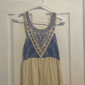 Beige and blue maxi dress